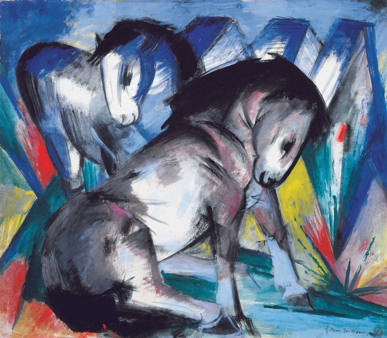 Dva koně, 1913 od Franz Marc