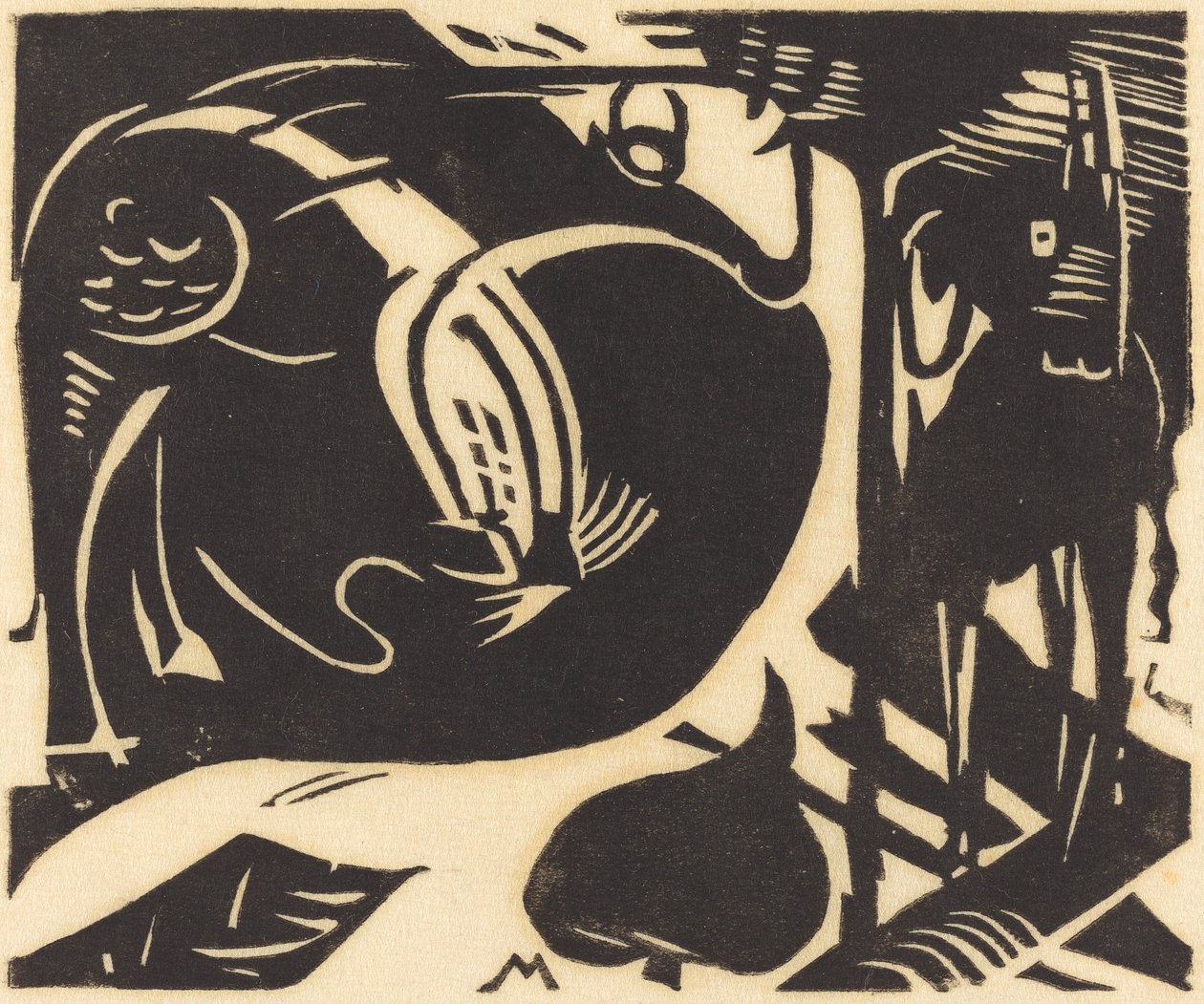 Dvě mýtická zvířata od Franz Marc