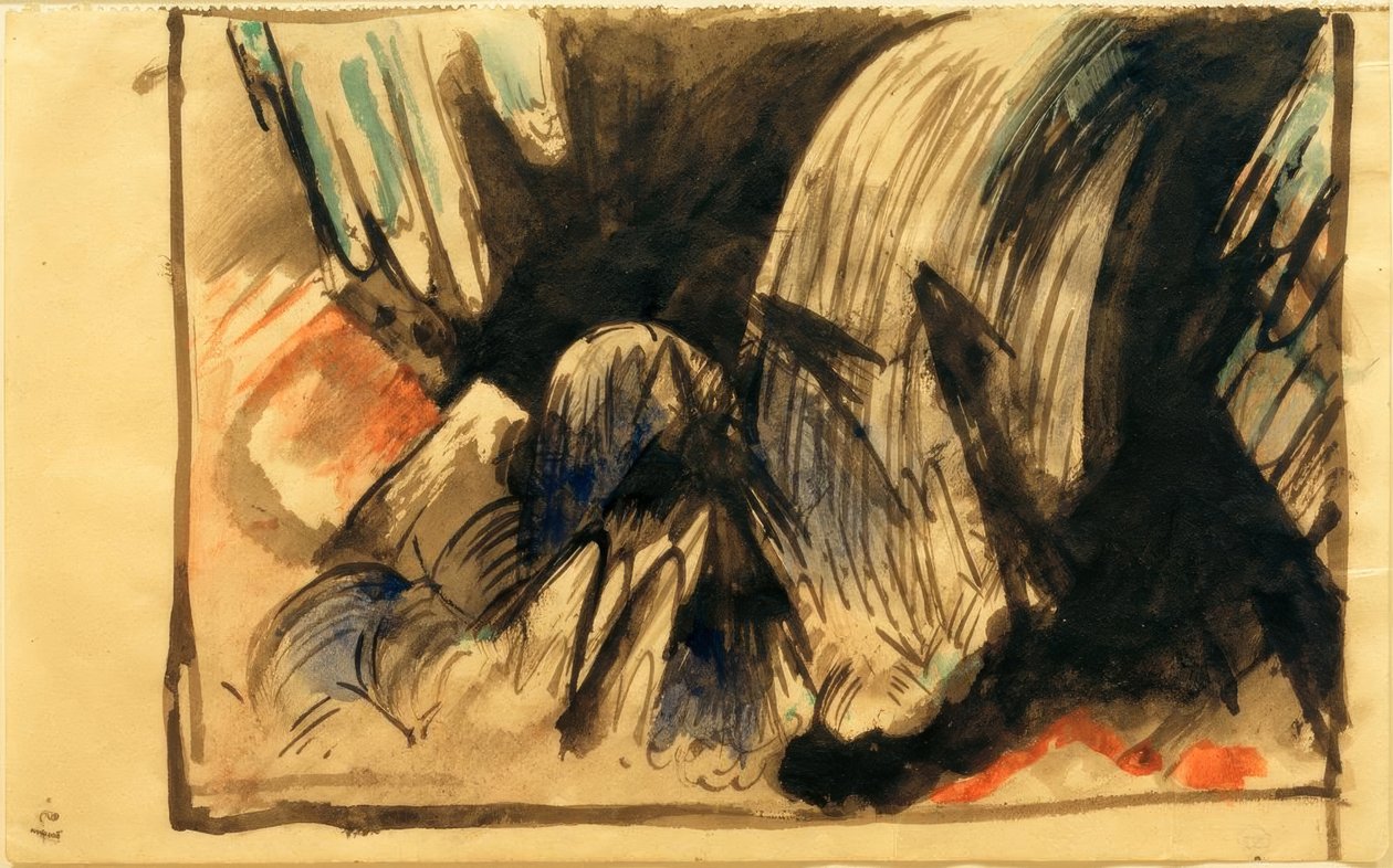 Vodopád v horách od Franz Marc