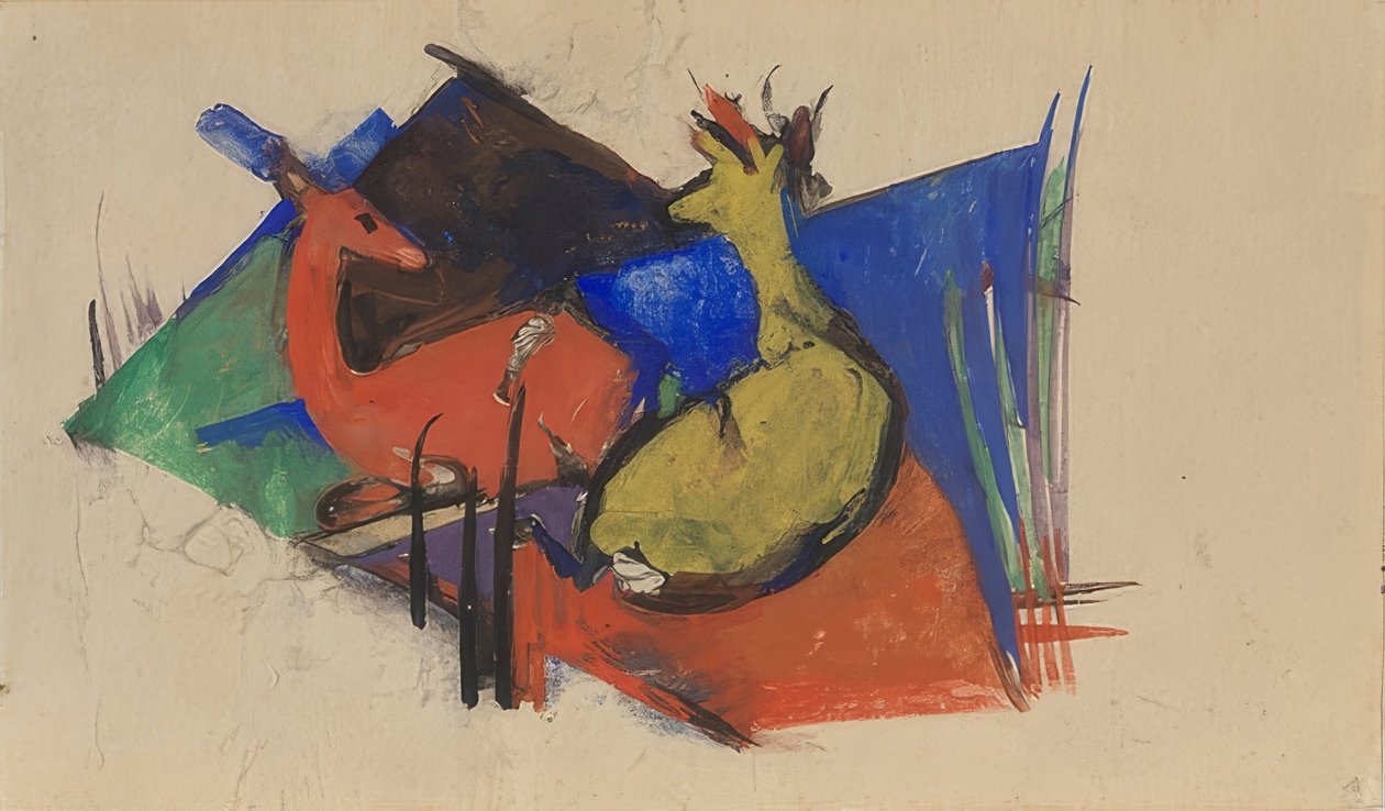 Dva ležící jeleni. 1912-13 od Franz Marc
