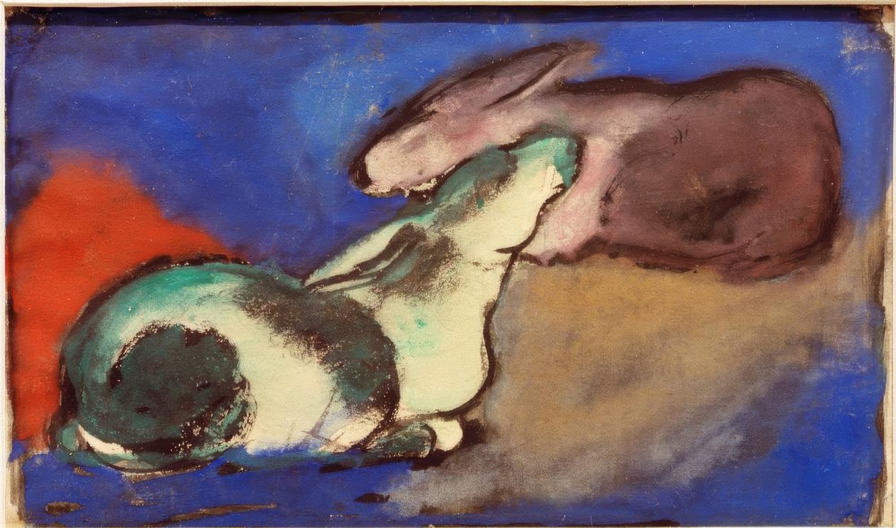 Dva spící zajíci od Franz Marc