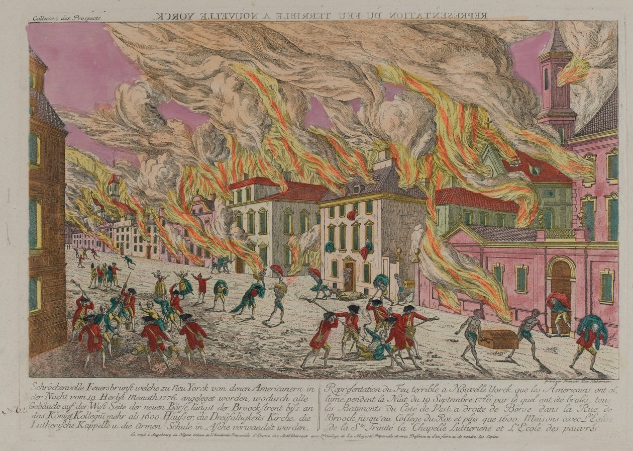 Fire, New York, cca 1776 od Franz Xaver Habermann