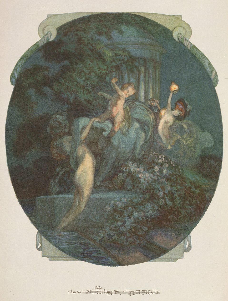 Kentaur, Nymfy a Cupid od Franz von Bayros (1866 1924)