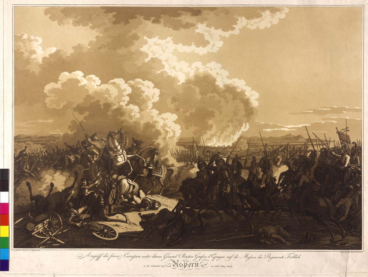 Bitva u Aspern 1809 (rytina) od Franz von Habermann
