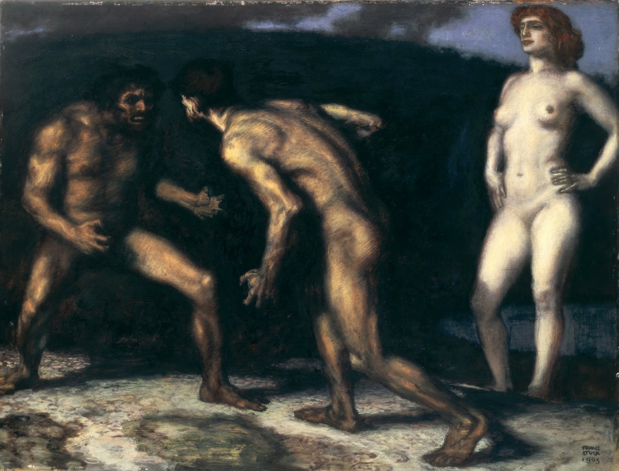 Bitva o ženu od Franz von Stuck