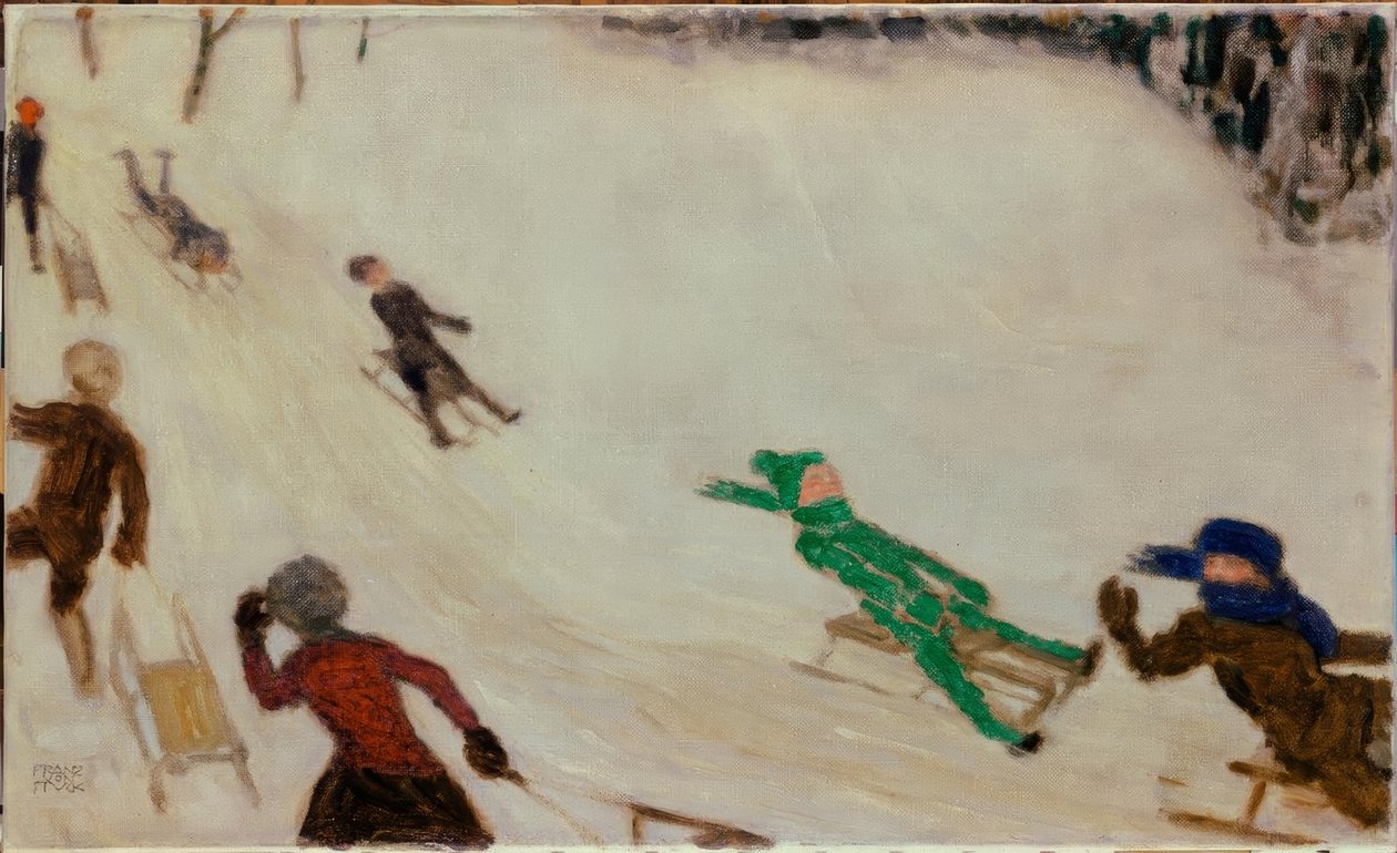 F v. Uvízlé, sáňkující děti od Franz von Stuck