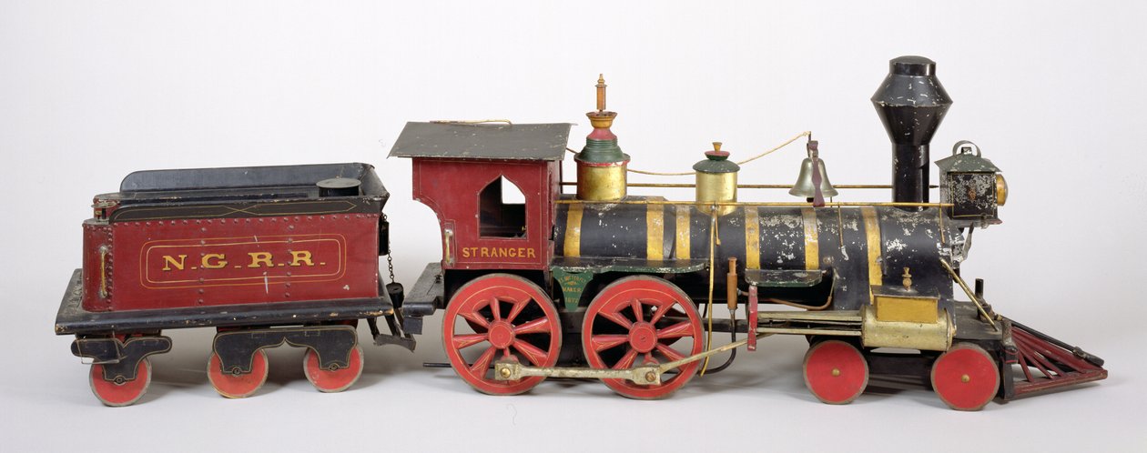 Železniční motor a tendrový model, 1877 (dřevo a kov) od Fred Butterfly