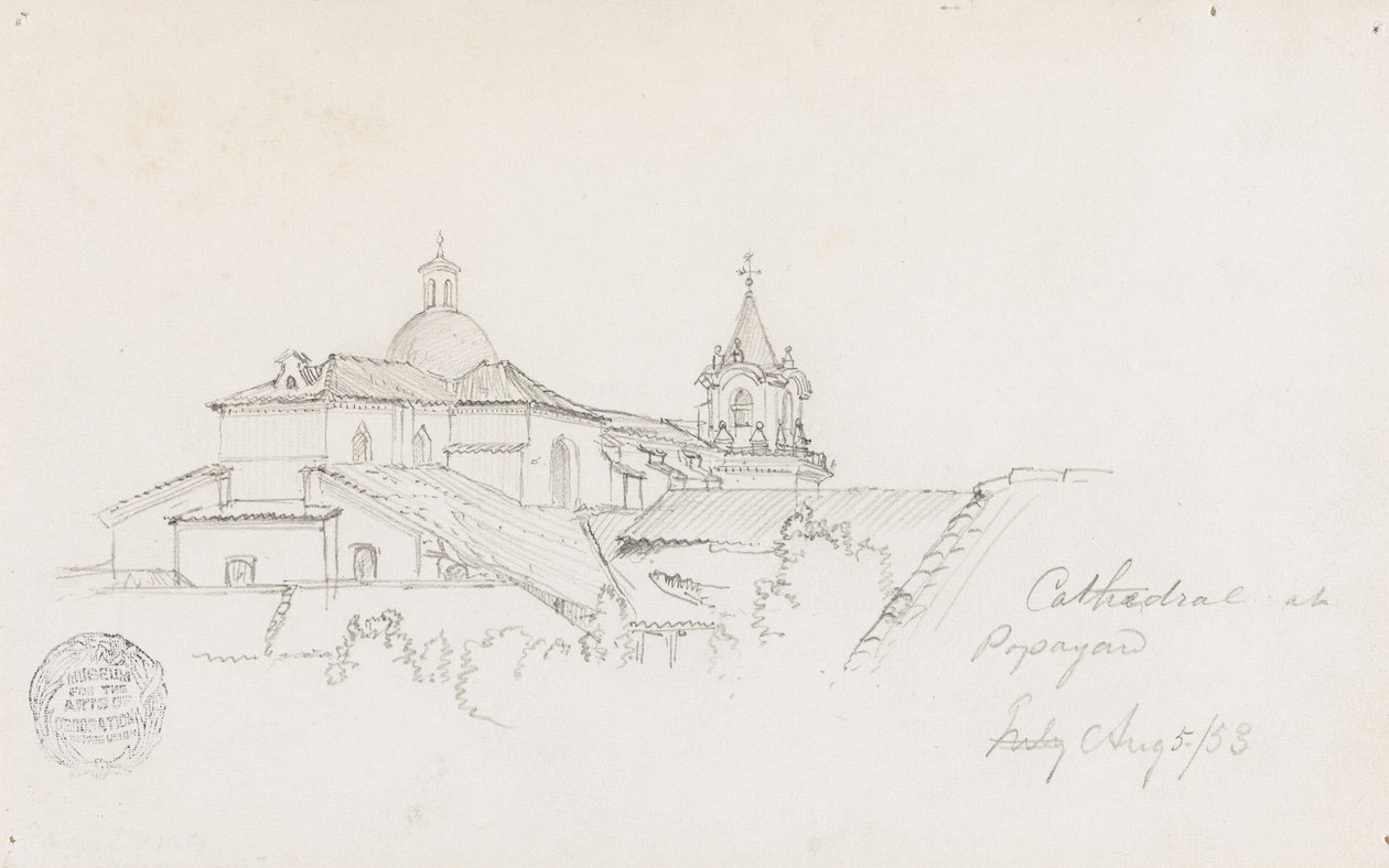 Katedrála v Popayanu, Kolumbie od Frederic Edwin Church
