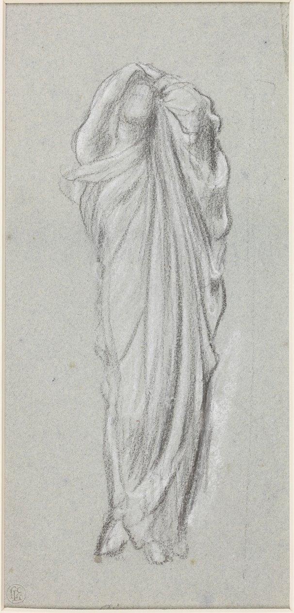 Studie drapérie pro Elektru u Agamemnonova hrobu (křída na papíře) od Frederic Leighton