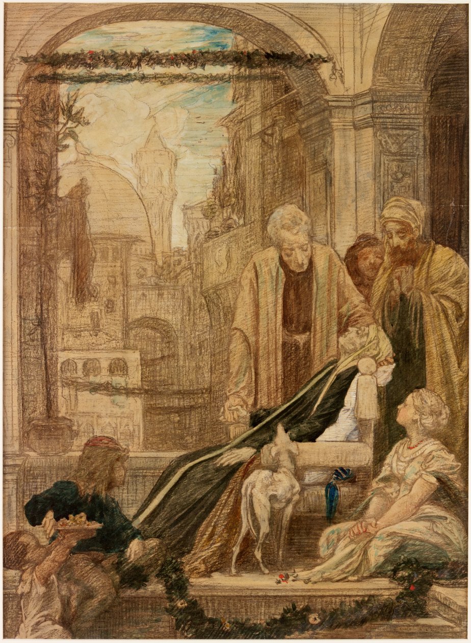 Studie k „Smrt Brunelleschi“ (křída a wc na papíře) od Frederic Leighton