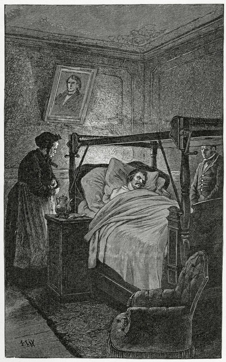 Death of Balzac - ilustrace z Viděných věcí, 19. století (č. rytina) od Frederic Theodore Lix