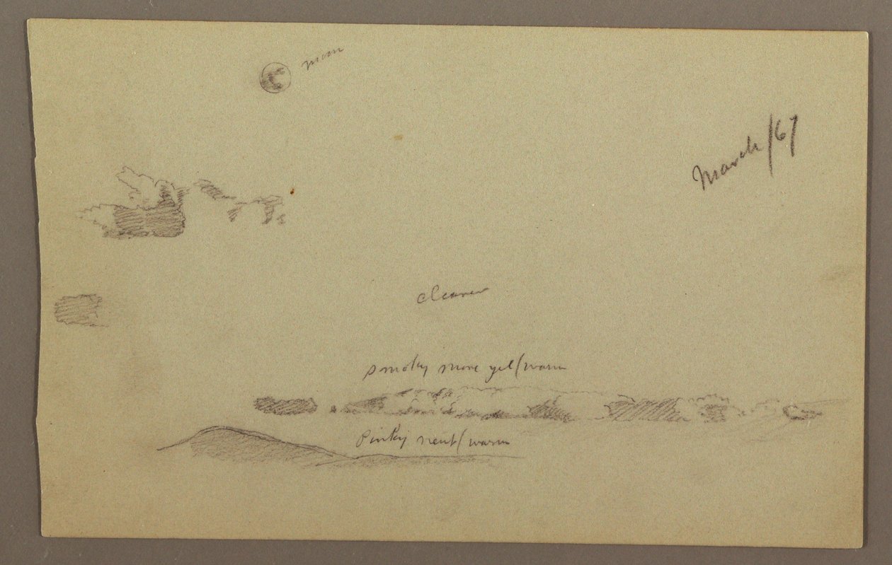 Kresba, Měsíc v úplňku, mraky, 60. léta 19. století od Frederic Edwin Church