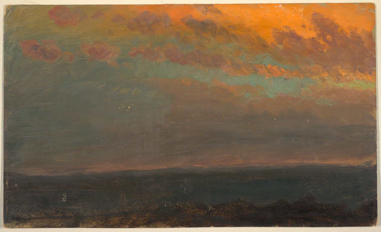 Kresba, Hudson Valley  při západu slunce, 1870-80 od Frederic Edwin Church