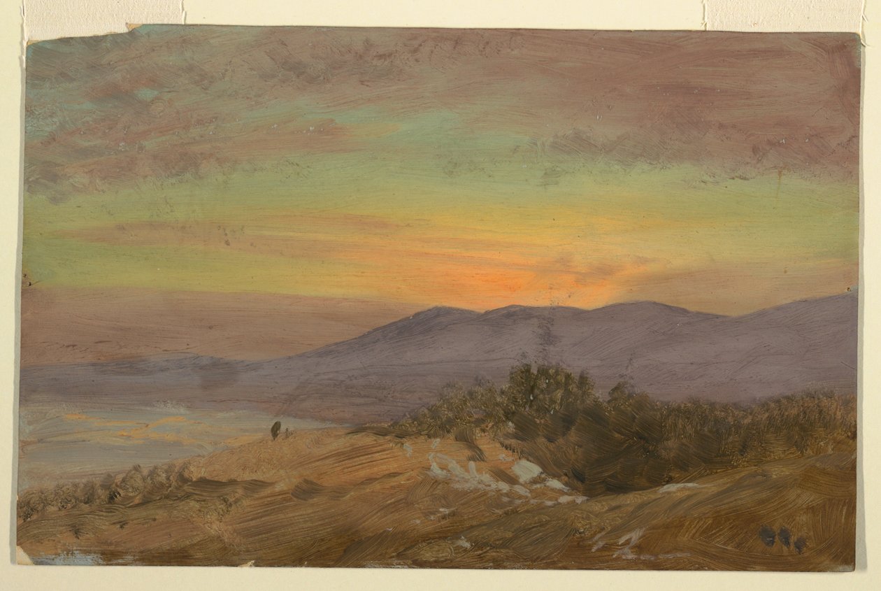 Kresba, Hudson Valley, západ slunce, 1869-70 od Frederic Edwin Church