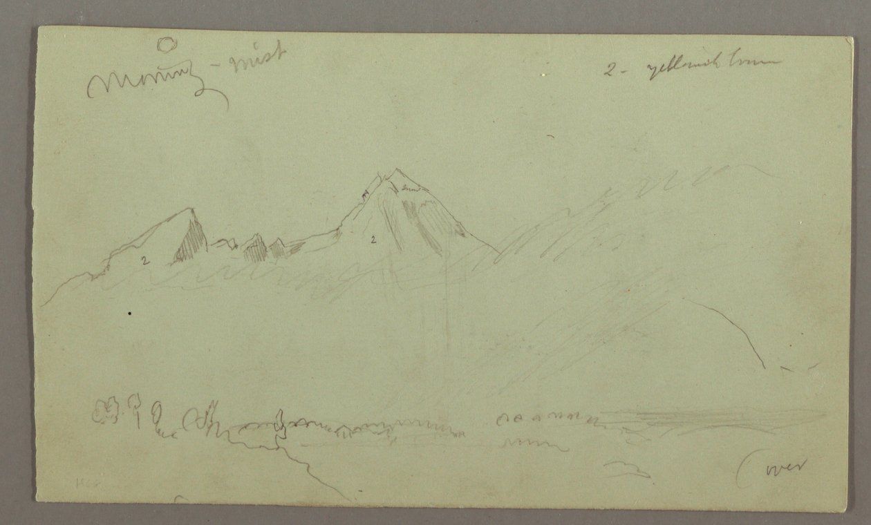 Kresba, Vrcholky hor, pravděpodobně 1868 od Frederic Edwin Church