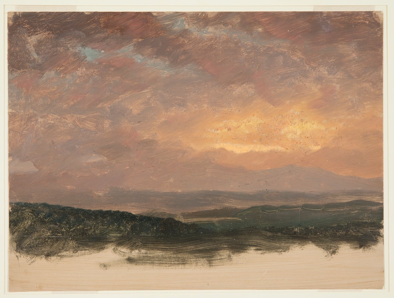 Kresba, Západ slunce nad Catskills, 1870-80 od Frederic Edwin Church