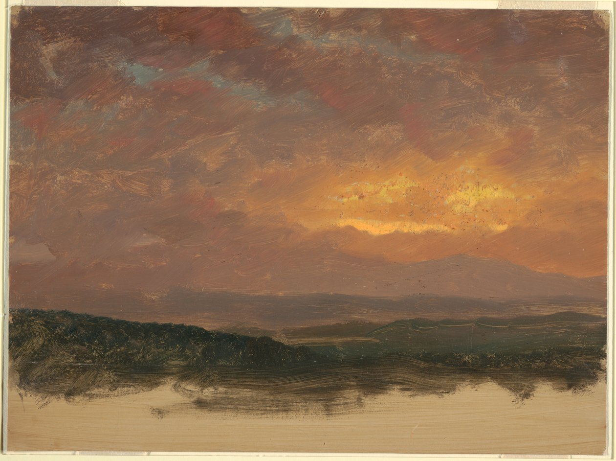 Kresba, Západ slunce nad Catskills, 1870-80 od Frederic Edwin Church