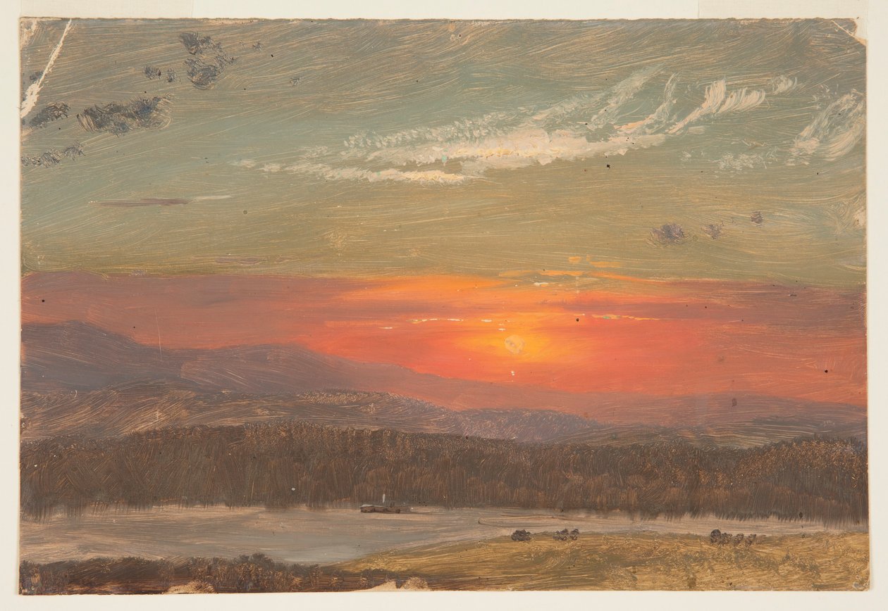 Kresba, Západ slunce nad Catskills, 1870-80 od Frederic Edwin Church