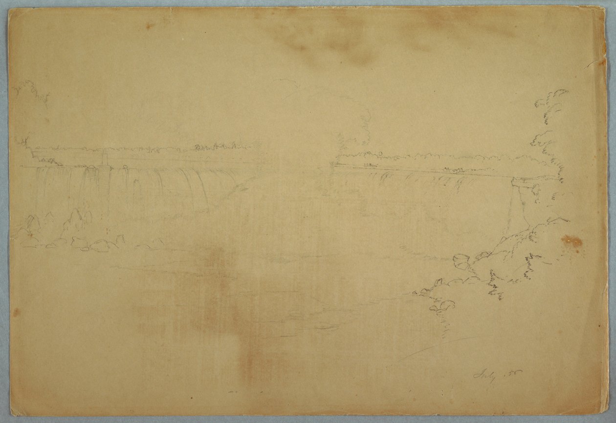 Kresba, Kanadské vodopády, červenec 1856 od Frederic Edwin Church