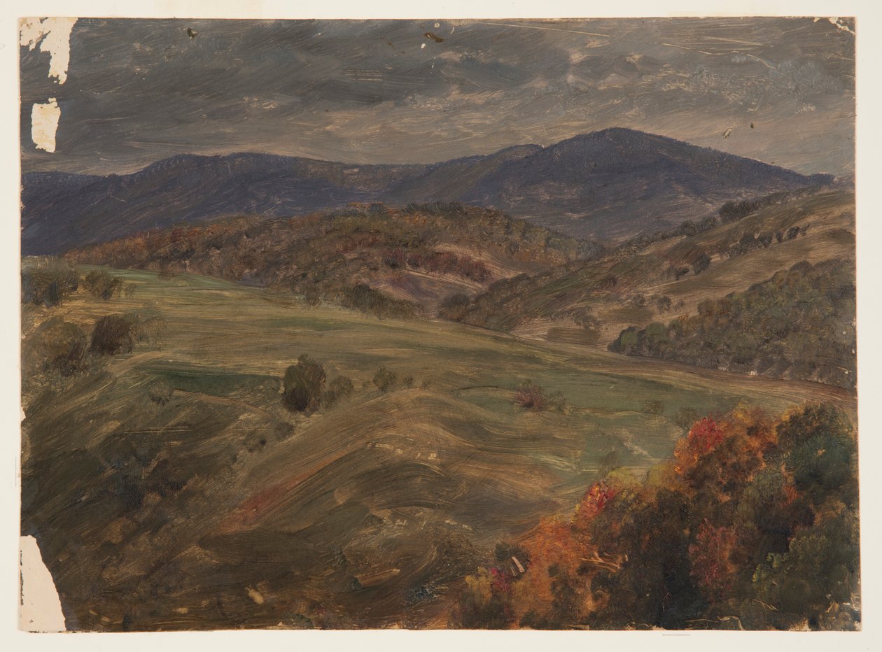 Kopcovitá krajina, začátek podzimu od Frederic Edwin Church