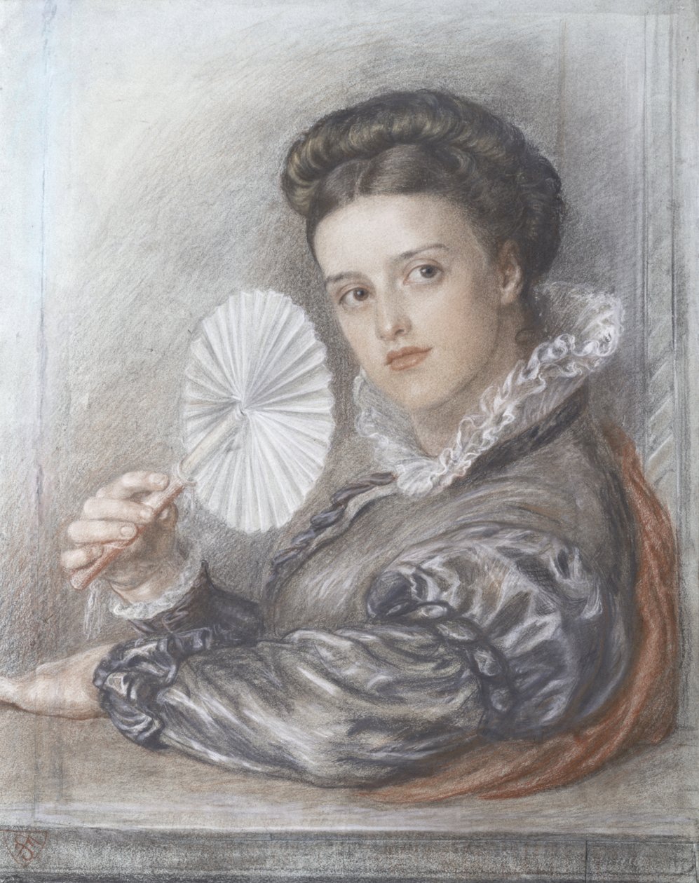 Hlava dámy (křída) od Frederic James Shields