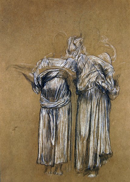 Studie k hudbě (křída na papíře) od Frederic Leighton