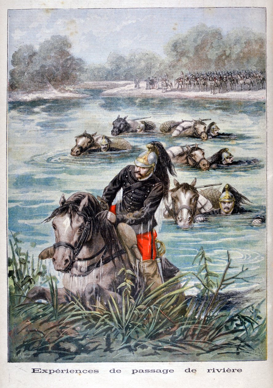 Francouzská kavalérie brodící řeku, 1896 od Frederic Lix