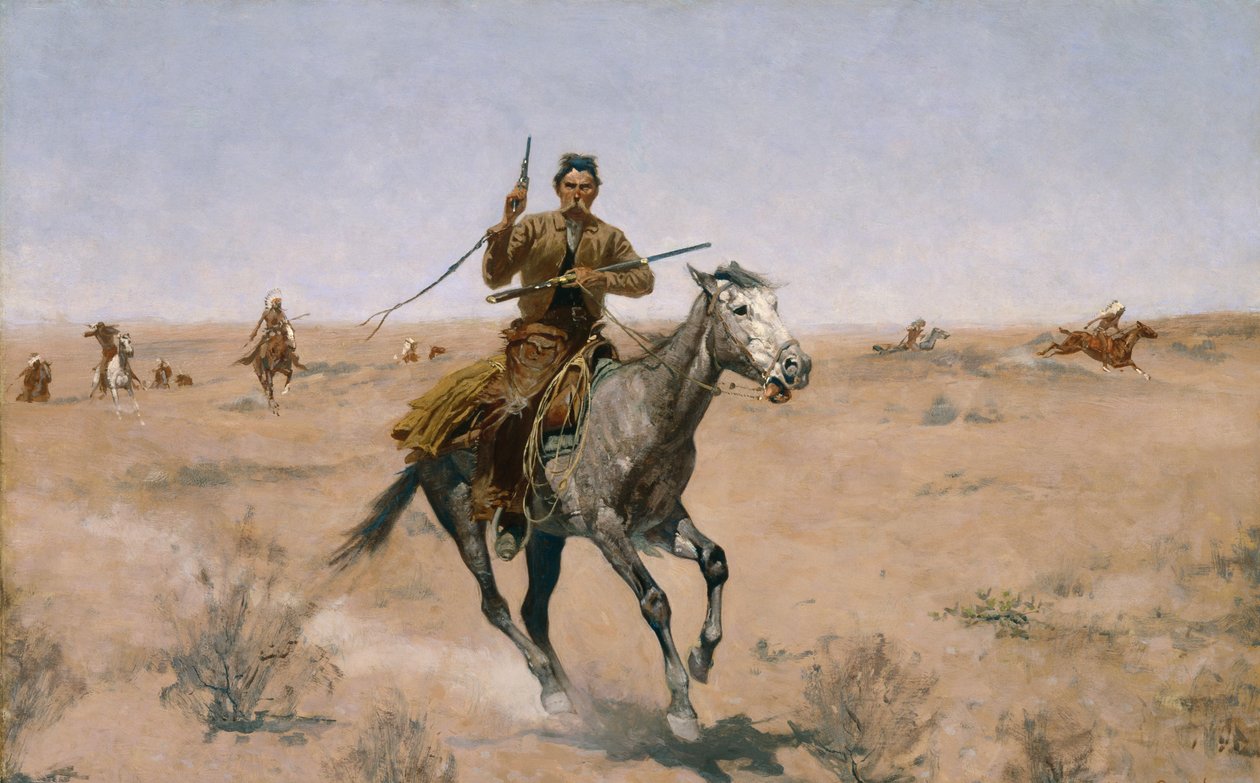 The Flight (Sage-Brush Pioneer) 1895 od Frederic Remington