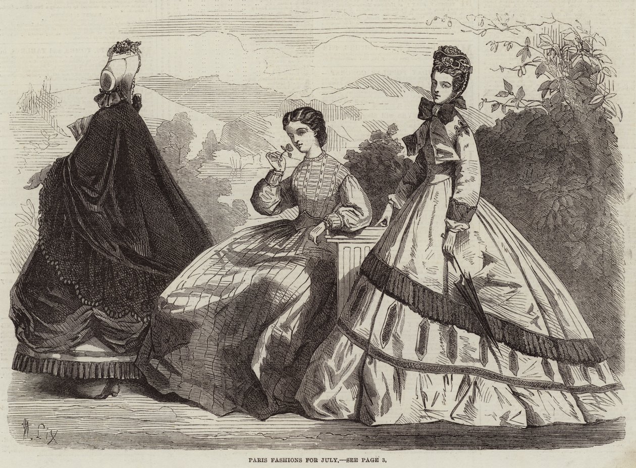 Paris Fashions na červenec od Frederic Theodore Lix