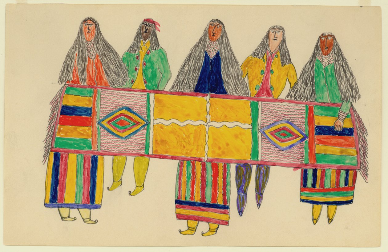 Apache Indians, cca 1894-99 (inkoust a wc na papíře) od Frederick Gokliz