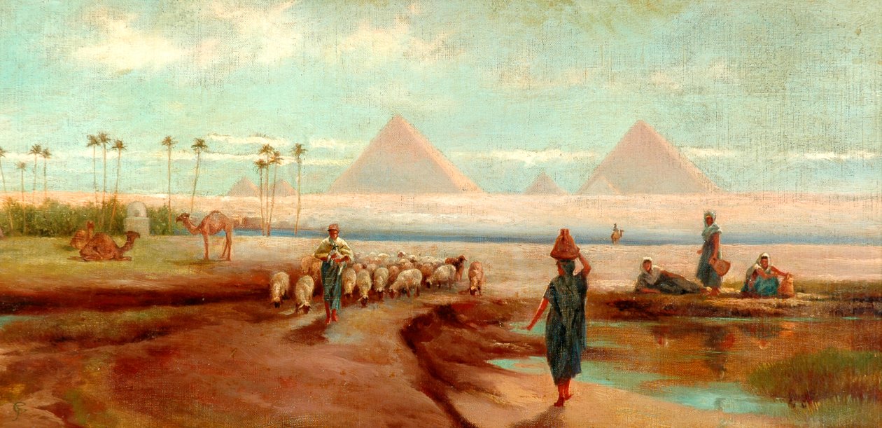 Mimo Káhiru (olej na plátně, přelakováno) od Frederick Goodall