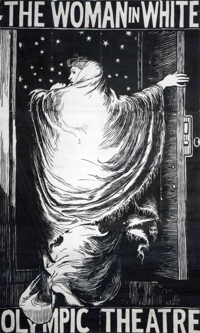 Plakát k jevištní verzi románu Wilkieho Collinse "Žena v bílém" z roku 1871 od Frederick Walker