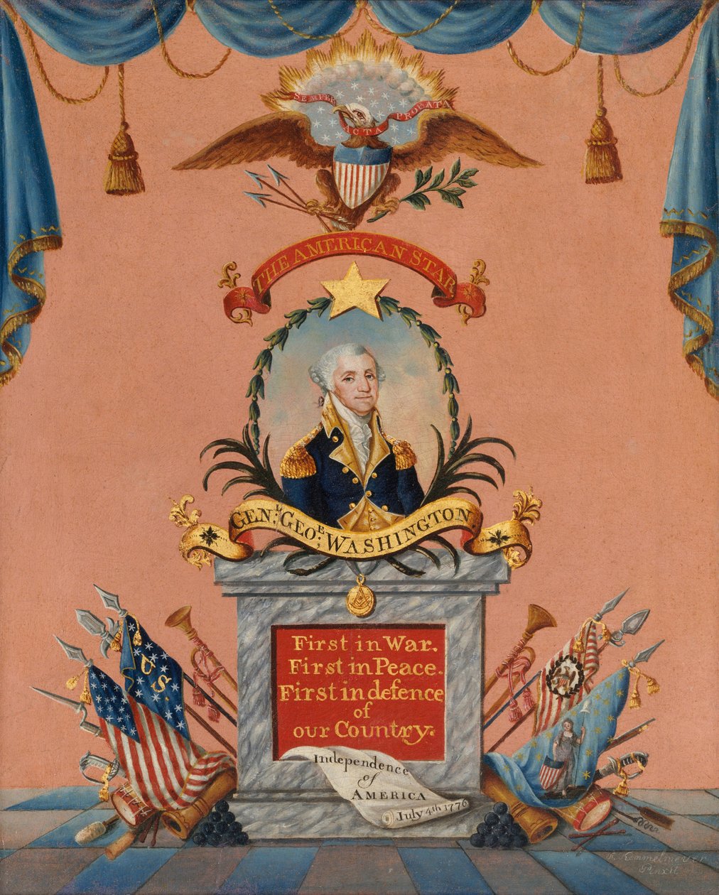 The American Star (George Washington), kolem roku 1803 (olej a zlaté listy na papíře) od Frederick Kemmelmeyer