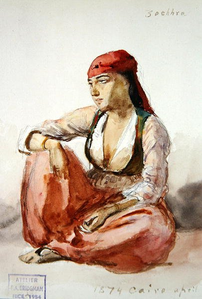 Sedící žena "Zoehhra" od Frederick Arthur Bridgman