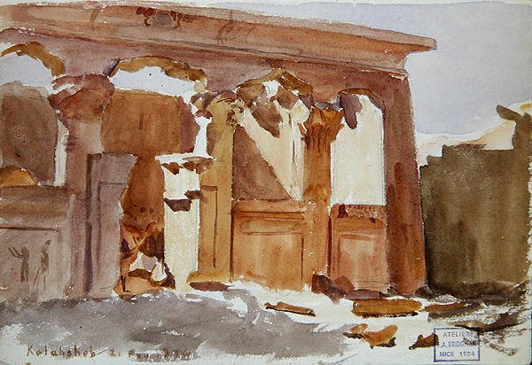 Chrám v Kalabsha od Frederick Arthur Bridgman