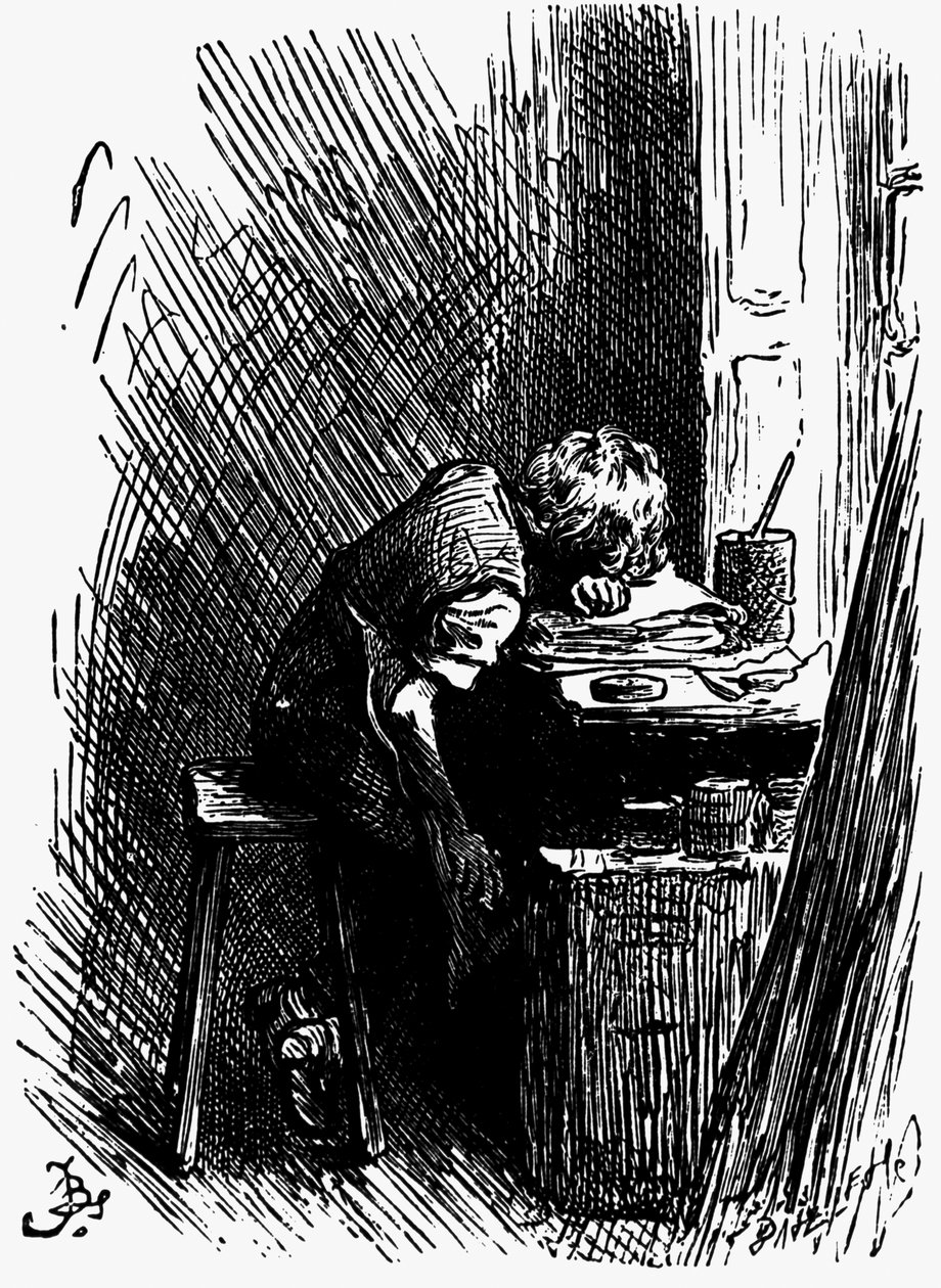 Dickens v černém skladišti, 80. léta 19. století od Frederick Barnard