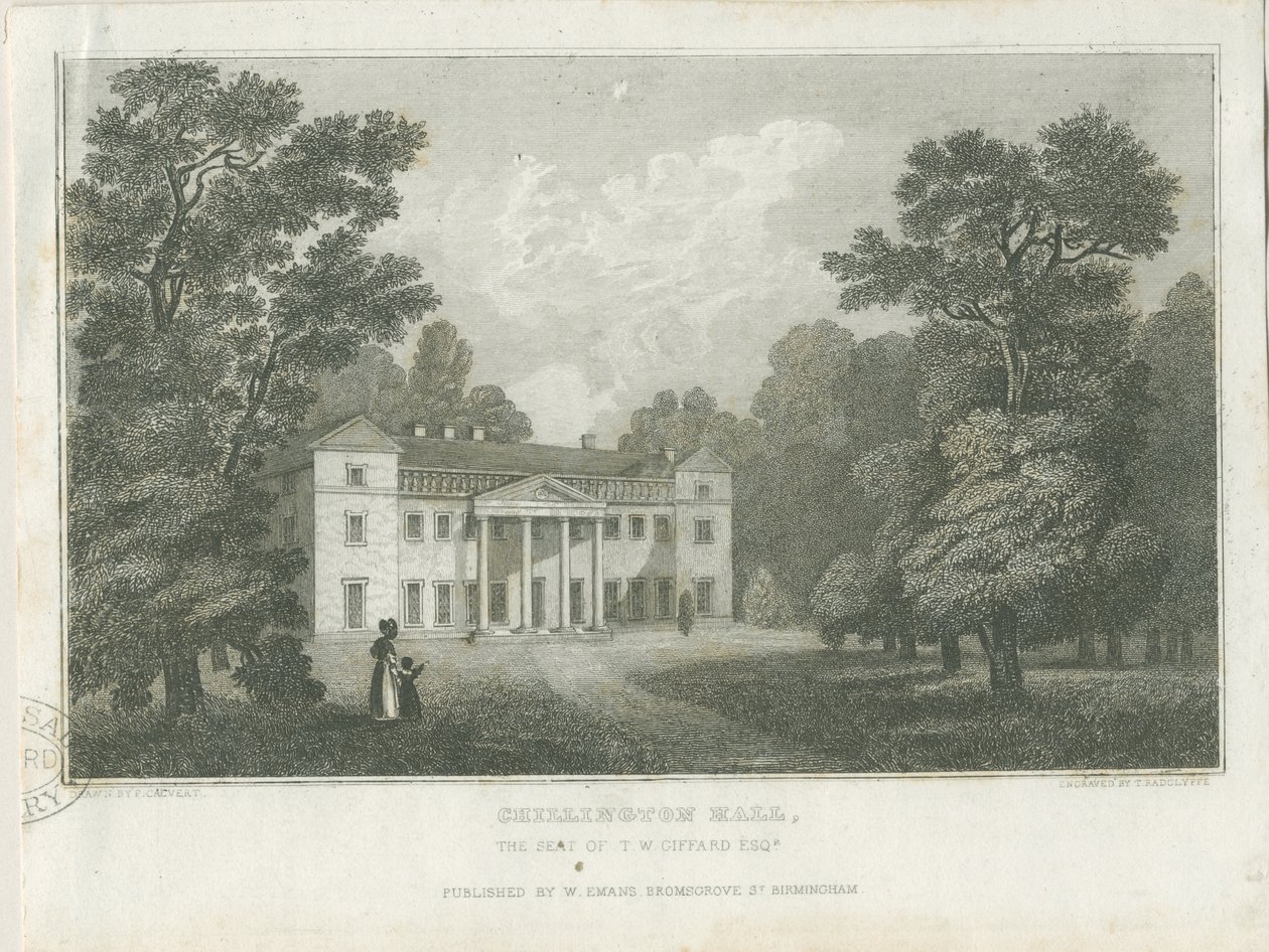 Chillington Hall: rytina, nd [1830] (tisk) od Frederick Calvert