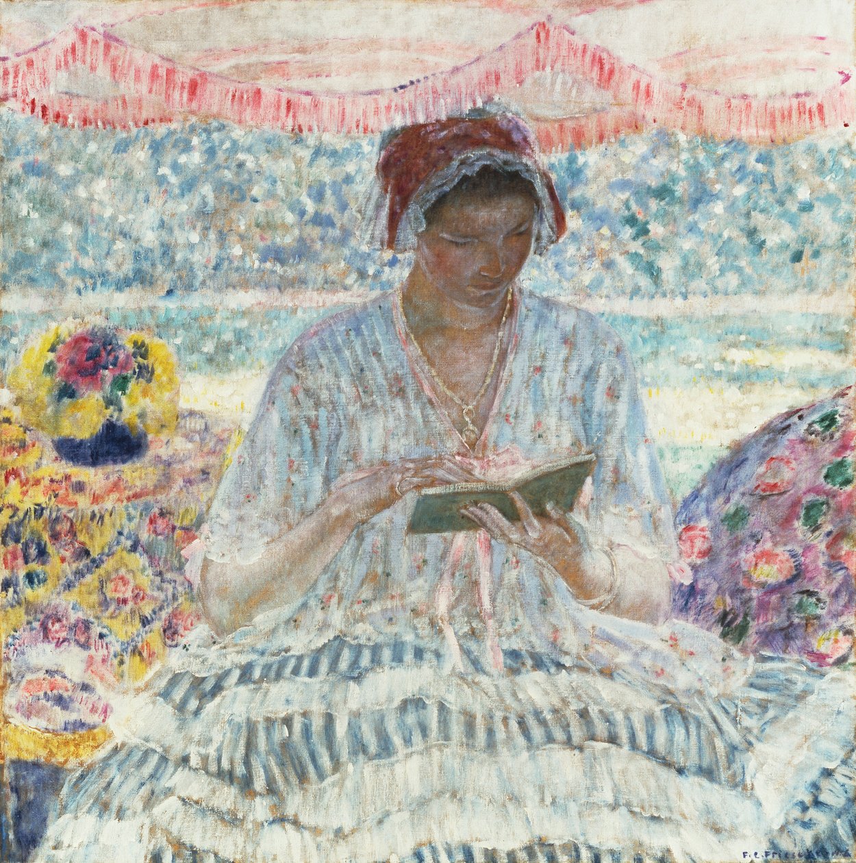Letní čtení (pod markýzou) od Frederick Carl Frieseke