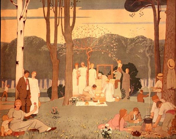 Scéna pikniku (plakát) od Frederick Cayley Robinson