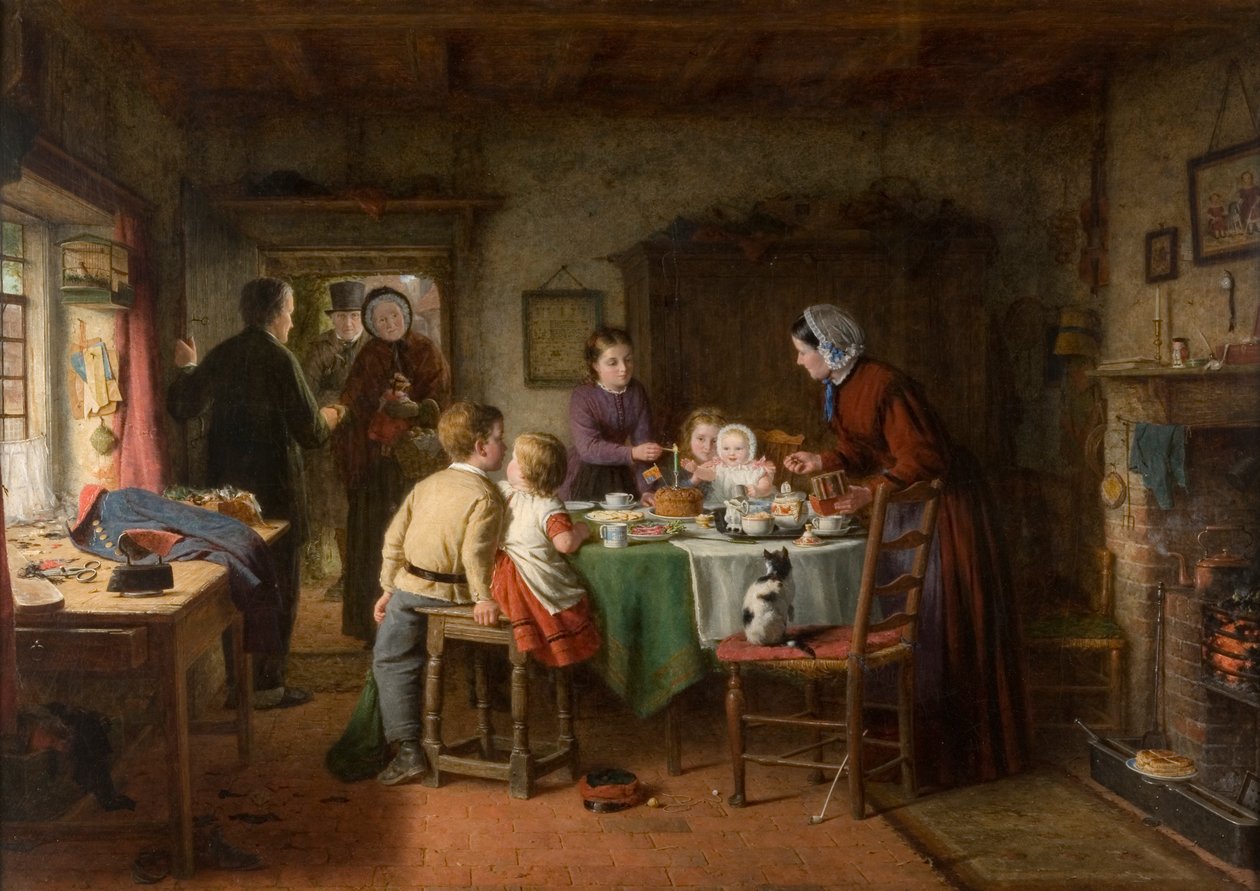 Narozeniny dítěte, 1867 od Frederick Daniel Hardy