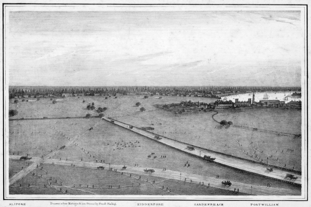 Panorama Kalkaty, Indie, c1840 od Frederick Fiebig