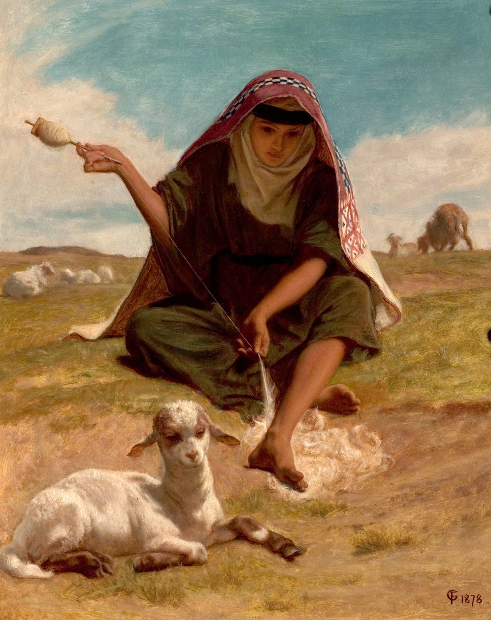 The Distaff Worker, 1878 od Frederick Goodhall