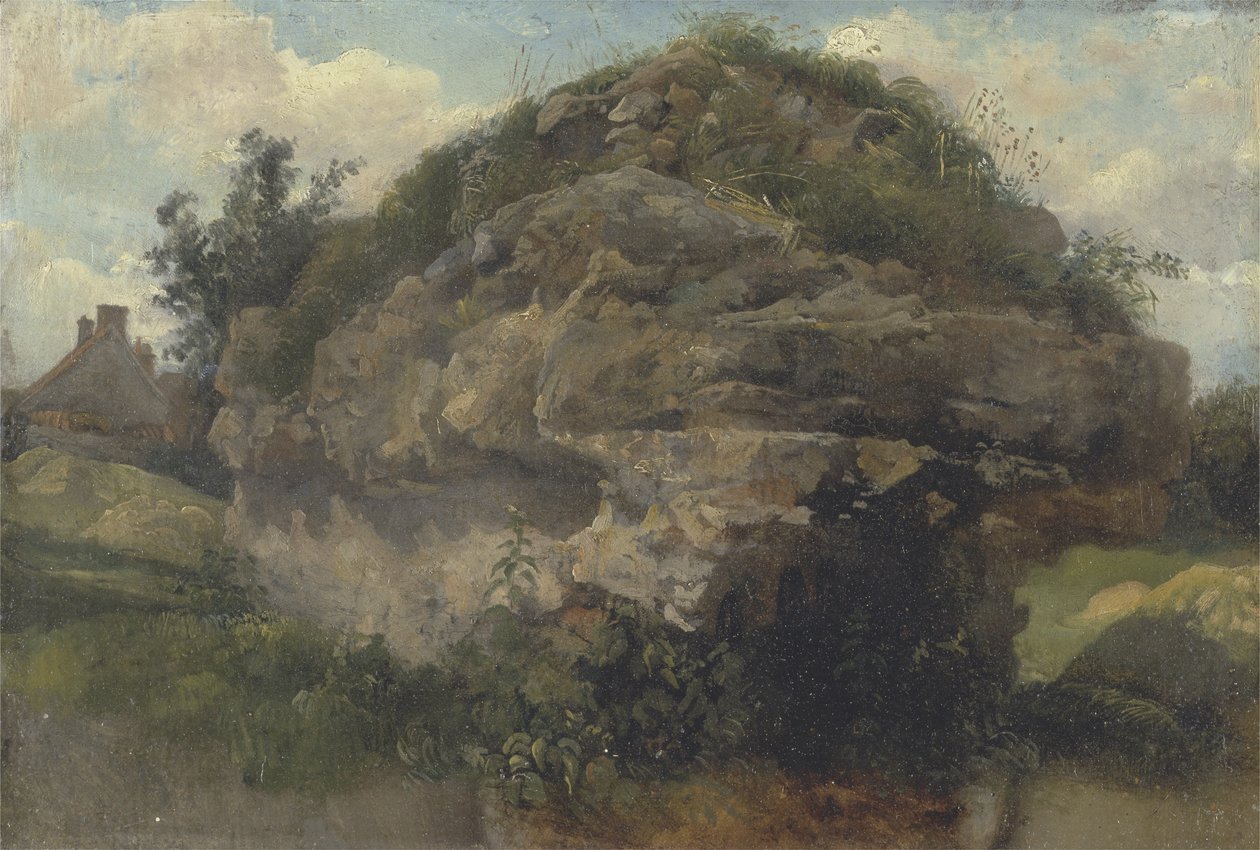 Rocky Hillside, cca 1830 (olej na válcové desce) od Frederick Waters Watts
