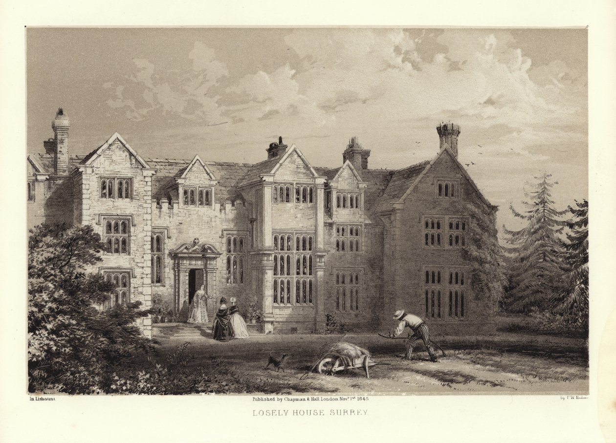 Loseley House, Surrey (litho odstín) od Frederick William Hulme