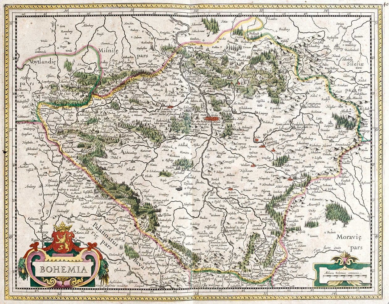 Mapa Boheme (Česká republika) (lept od Frederick de Wit
