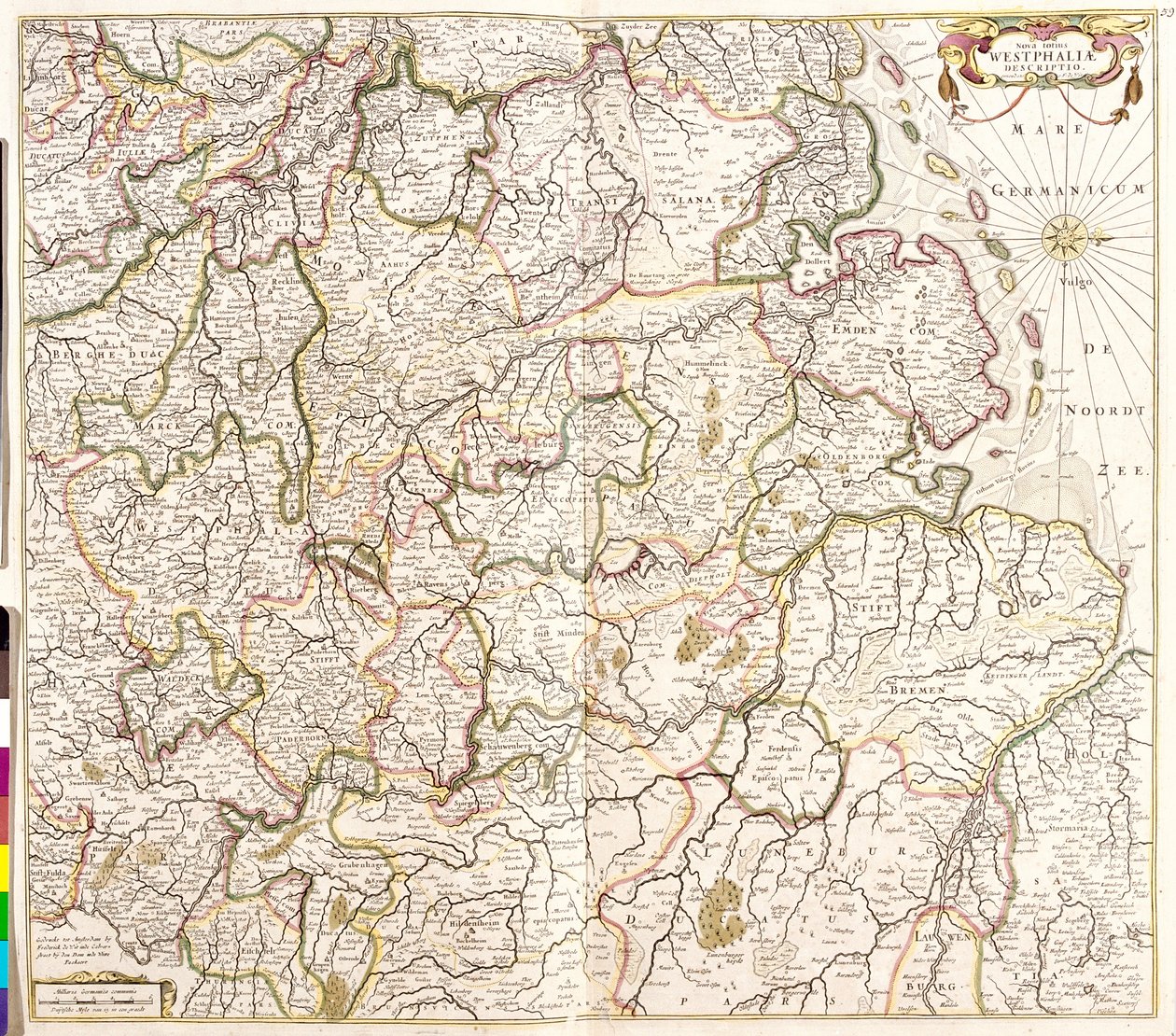 Mapa Vestfálska (Německo) (lept od Frederick de Wit