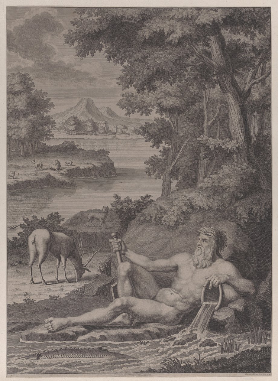 Řeka bůh v krajině, 1725. od Frederik Ottens