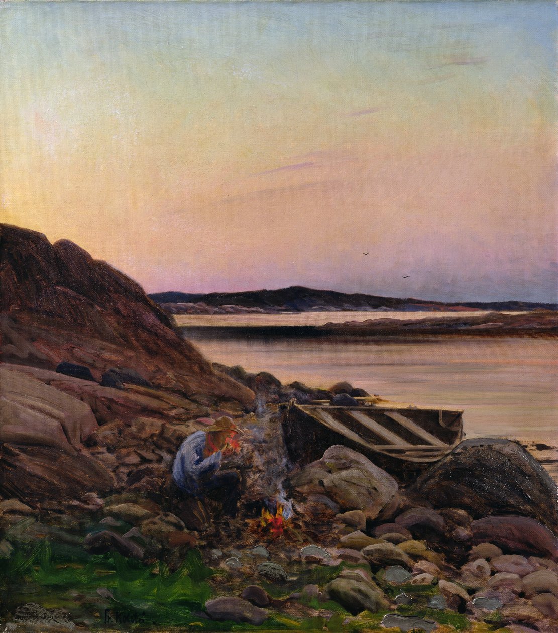 Večerní atmosféra (olej na plátně) od Fredrik Kolstoe