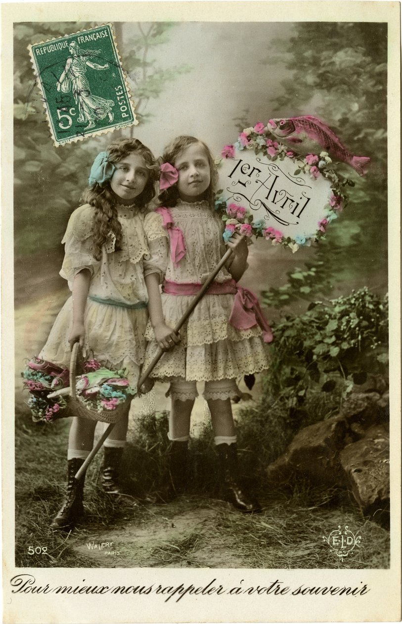 Pozdravy, apríl, 1906 (barevné foto) od French Photographer