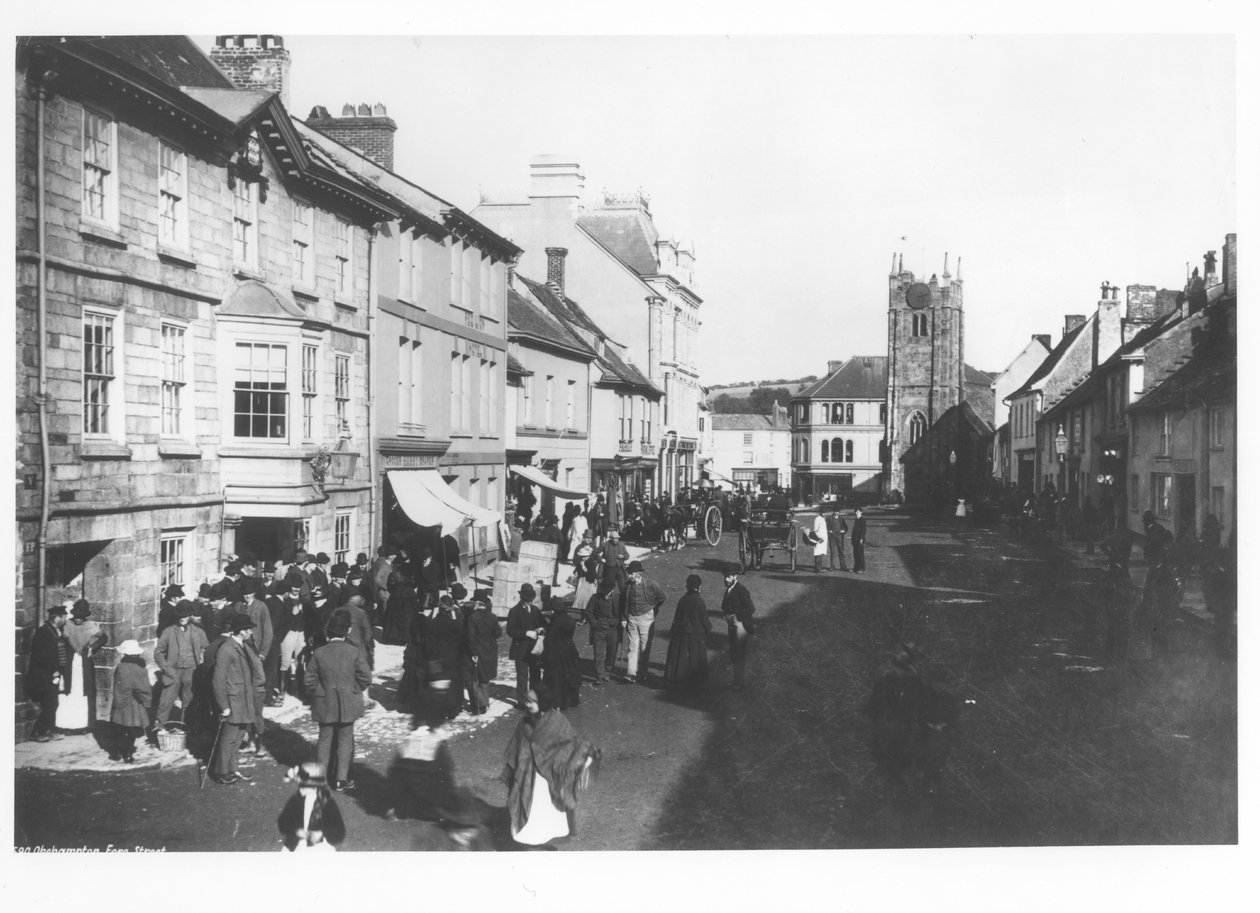 Trh v Okehamptonu, Devon, kolem roku 1900 od French Photographer